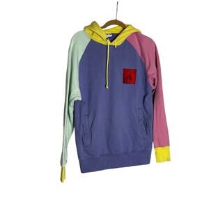 Teddy Fresh Colorblock Hoodie Sweatshirt Long Sleeve Pullover 100% Cotton Small